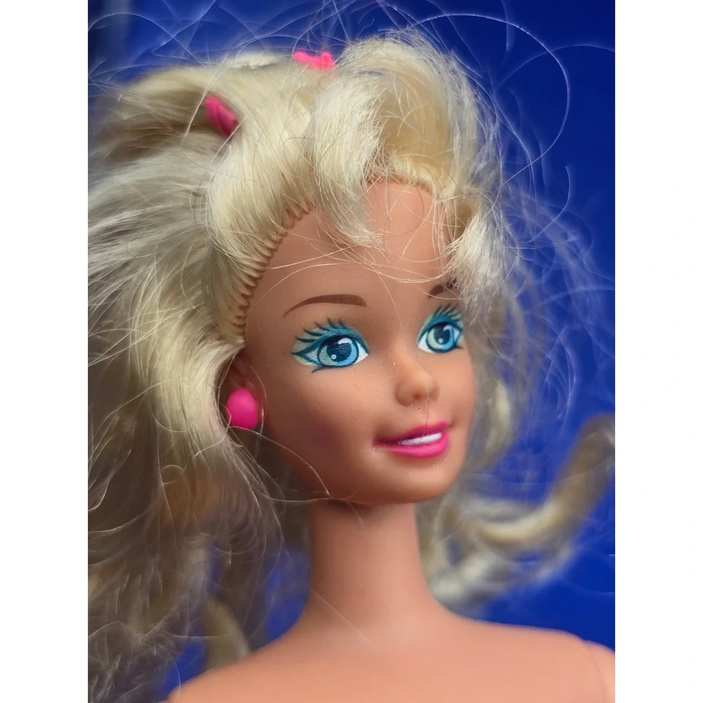 Vintage Mattel Barbie Doll Ruffle Fun #2433 Doll Only No Clothing 90s Earrings